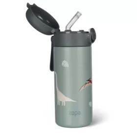   Zopa 350 ml-es termosz szívószállal és szilikon fogantyúval, dínó Dino