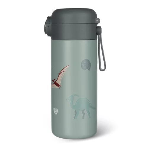 Zopa 350 ml-es termosz szívószállal és szilikon fogantyúval, dínó Dino