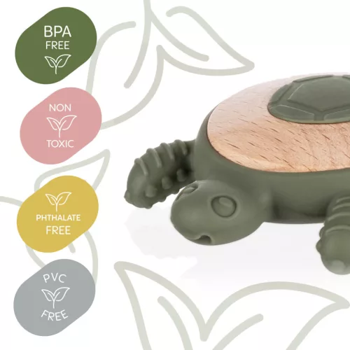 Zopa Szilikon-fa rágóka Teknős - Old Pink