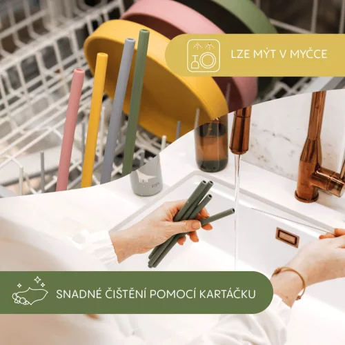 Zopa Szilikon szívószál 4 db - mustársárga Mustard Yellow