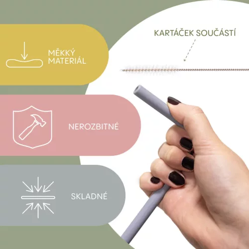 Zopa Szilikon szívószál 4 db - galambszürke Dove Grey