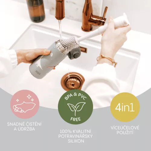 Zopa Szilikon palacktisztító kefe 3az1-ben Light Grey