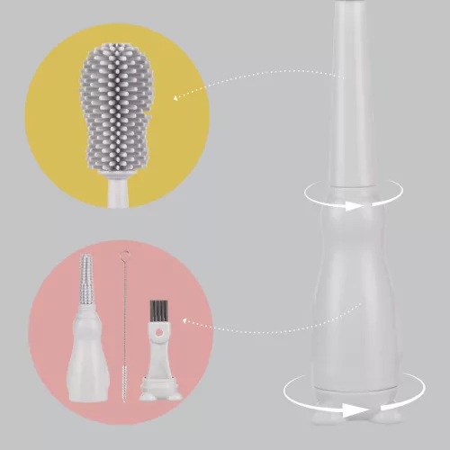 Zopa Szilikon palacktisztító kefe 3az1-ben Light Grey