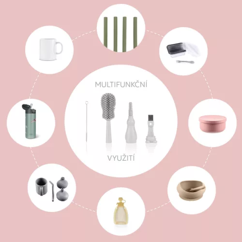 Zopa Szilikon palacktisztító kefe 3az1-ben Light Grey