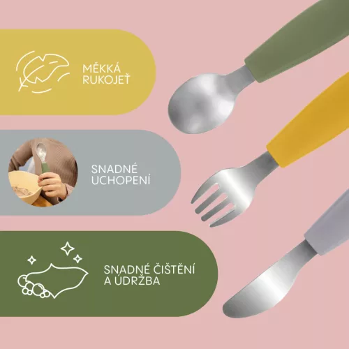 Zopa Szilikon gyerek evőeszköz - mustársárga Mustard Yellow