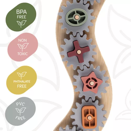 Zopa Szilikon-bambusz kirakó fogaskerekekkel Multicolor