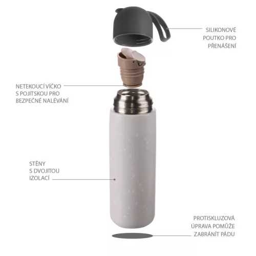 Zopa 400 ml-es termosz szilikon fogantyúval, virágok Flowers