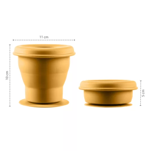 Zopa Szilikon összehajtható snackdoboz tapadókoronggal - mustársárga Mustard Yellow