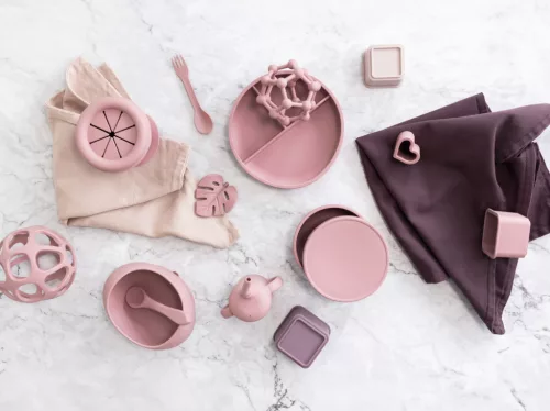 Zopa Szilikon tál fedővel - rózsaszín Old Pink