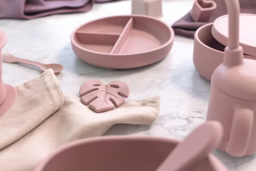 Zopa Szilikon rágóka Levél - Old Pink