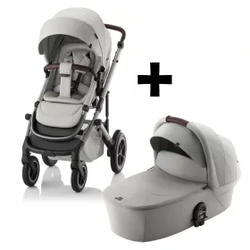   Britax Römer set multifunkciós babakocsi Smile 5Z + mózeskosár Lux Linen Grey
