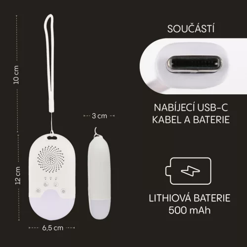 Zopa Hordozható LED-es éjjeli fény, fehér zajjal és hangokkal White
