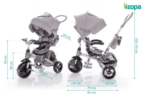 ZOPA CitiGO tricikli tolókarral - Kiwi Green