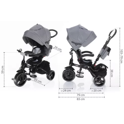 ZOPA Citi Trike tricikli tolókarral - Candy Pink