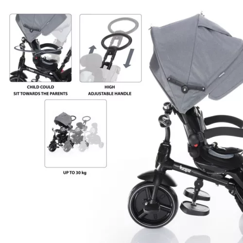 ZOPA Citi Trike tricikli tolókarral - Chilli Red