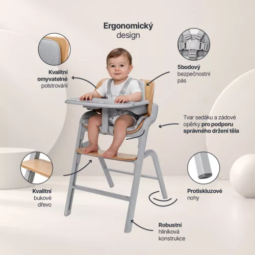 Zopa Inspira 2 Etetőszék Oyster Natur