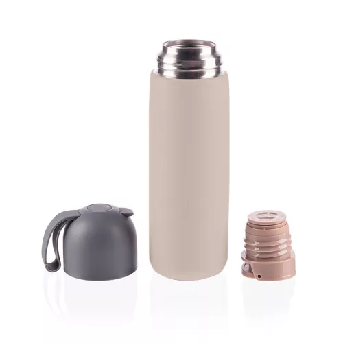 Zopa 400 ml-es termosz szilikon fogantyúval - Cookie beige