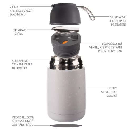 Zopa 620 ml-es ételtermosz szilikon tartóval - Dino