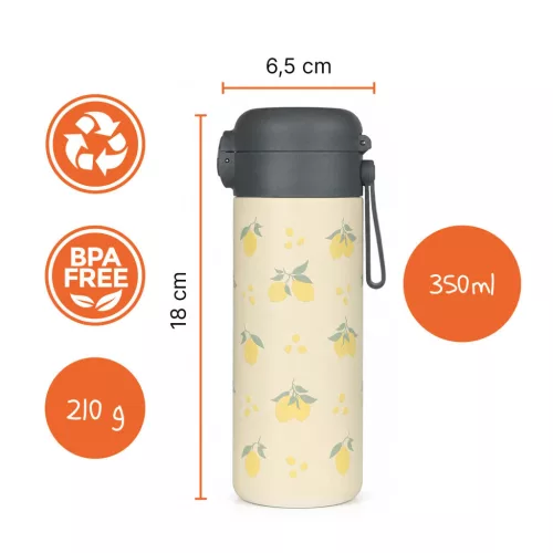 Zopa 350 ml-es termosz szívószállal és szilikon fogantyúval Limoncello
