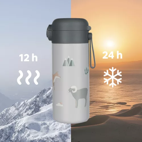Zopa 350 ml-es termosz szívószállal és szilikon fogantyúval - Safari