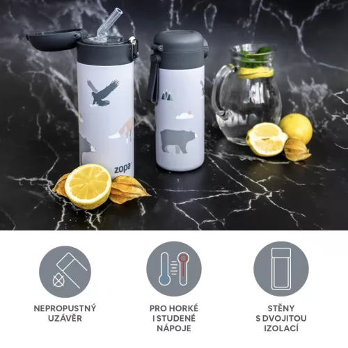 Zopa 400 ml-es termosz szívószállal - Cookie beige