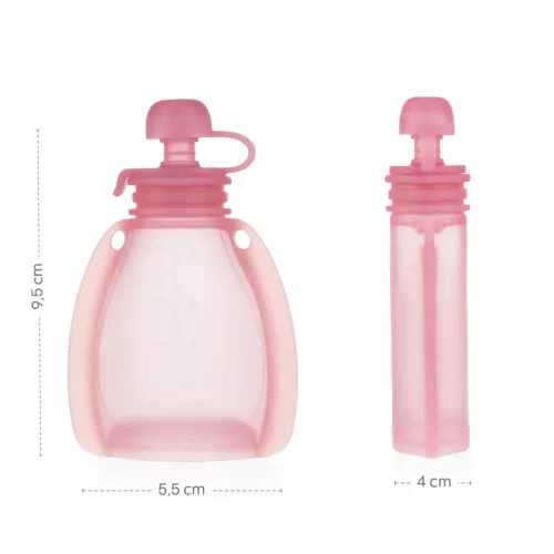 Zopa Szilikon újratölthető bébiétel tasak - Transparent Pink