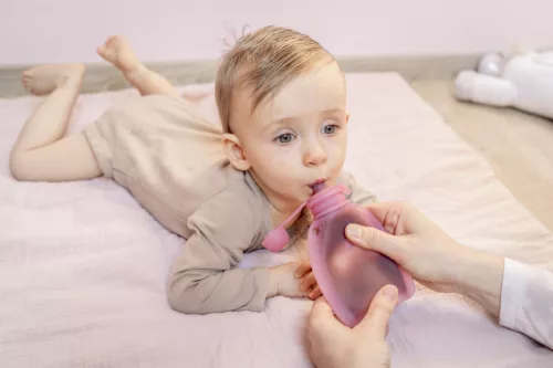 Zopa Szilikon újratölthető bébiétel tasak - Transparent Pink