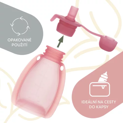 Zopa Szilikon újratölthető bébiétel tasak - Transparent Pink