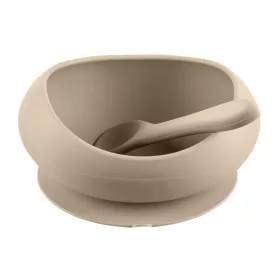   Zopa Szilikon tál tapadókoronggal és kanállal - Sand Beige
