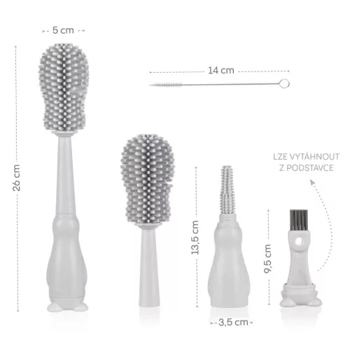 Zopa Szilikon palacktisztító kefe 3az1-ben - Light Grey