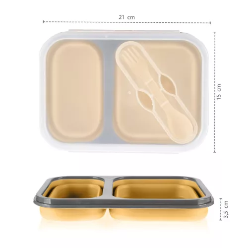 Zopa Szilikon uzsonnásdoboz kanállal (nagy) - Mustard Yellow