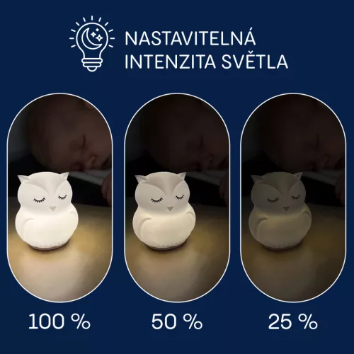 Zopa Szilikon LED éjszakai fény zenével L-es méretben - Owl