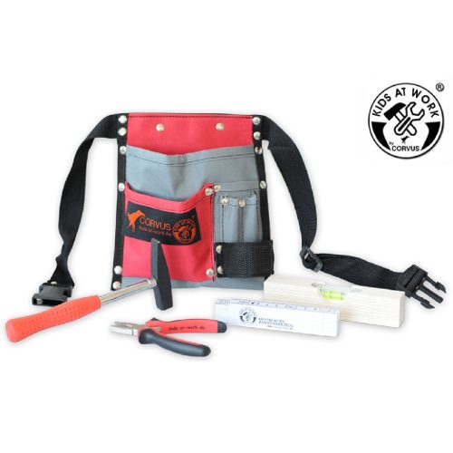 Kids at Work Öv készlet erős textil szerszámtáskával - 5 db-os szerszám készlet 01