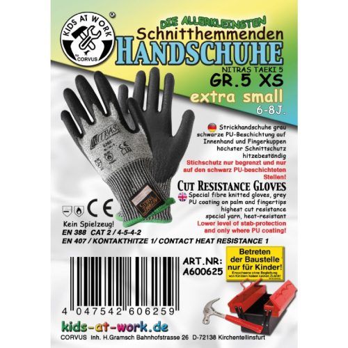 Kids at Work Vágásbiztos munkavédelmi kesztyű - 6-8 évesnek