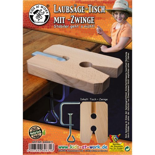 Kids at Work Villásvégű lombfűrész-pad rögzítővel