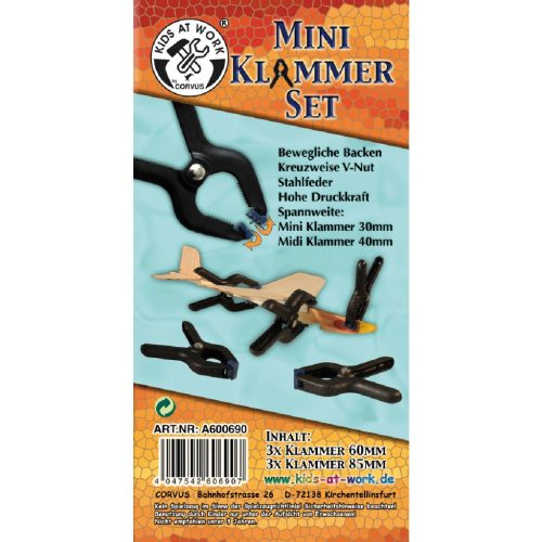 Kids at Work Mini szorító csipesz szett - 2 x 3 db