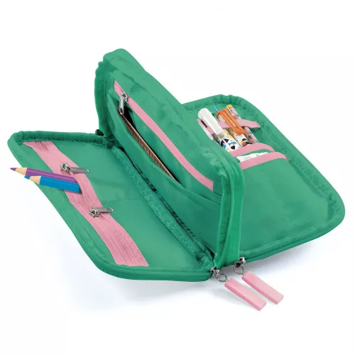 Djeco Tolltartó két rekesszel sok zsebbel Virág - Fleur stationery kits