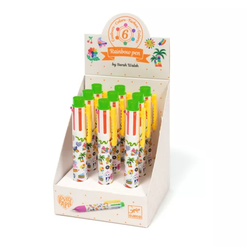 Djeco Hatszínű golyóstoll Fluoreszkáló színek - Rainbow pen Sarah