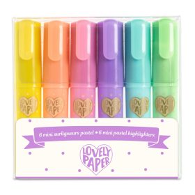   Djeco Lovely Paper Szövegkiemelő mini toll készlet 6 pasztell színben - 6 mini pastel highlighters
