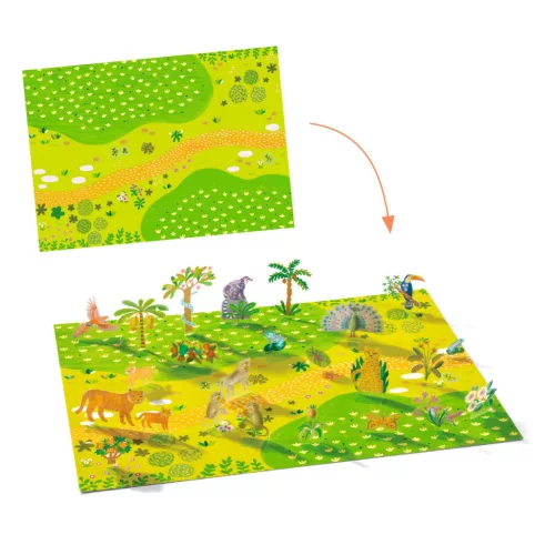 Djeco Matricázós sztorik 3D Állati élőhelyek - Lift-up stickers - Animals