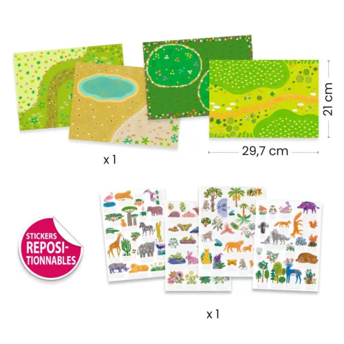 Djeco Matricázós sztorik 3D Állati élőhelyek - Lift-up stickers - Animals