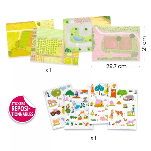 Djeco Matricázós sztorik 3D Élet vidéken - Lift-up stickers - Farm