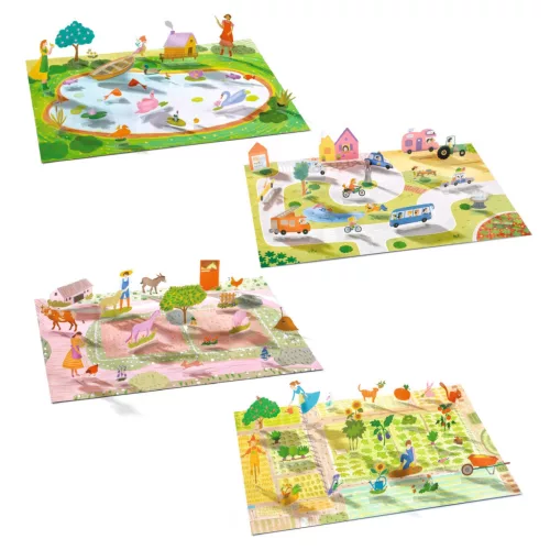 Djeco Matricázós sztorik 3D Élet vidéken - Lift-up stickers - Farm