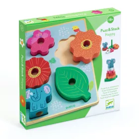   Djeco Formaillesztő és toronyépítő - Vidám - Puzz & Stack Happy