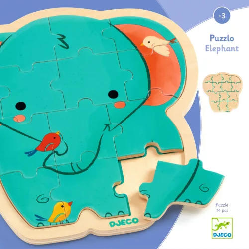 Djeco Fa puzzle Elefánt 14 db-os - Puzzlo Elephant
