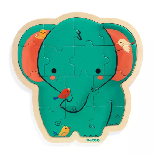 Djeco Fa puzzle Elefánt 14 db-os - Puzzlo Elephant