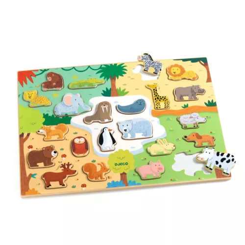 Djeco Formaillesztő formaberakó Állati formák - Puzzlo Animo