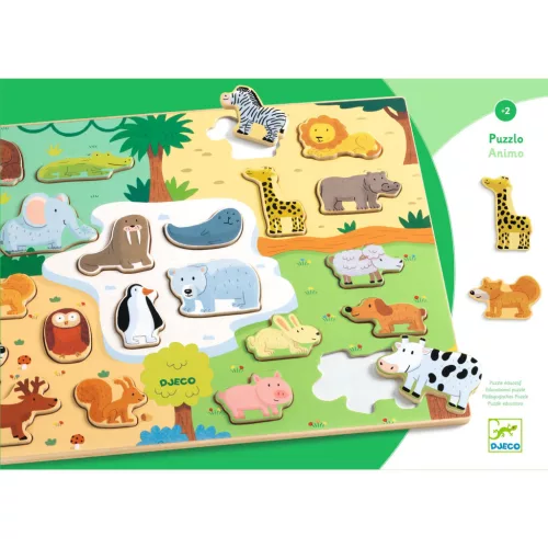 Djeco Formaillesztő formaberakó Állati formák - Puzzlo Animo