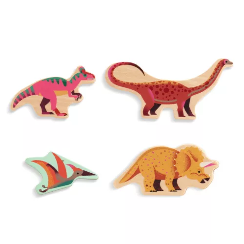 Djeco Formaillesztő formaberakó Színes dínók - Puzzlo Dino