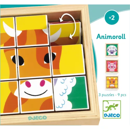 Djeco Kockakirakó Állatkipörgető - Animoroll